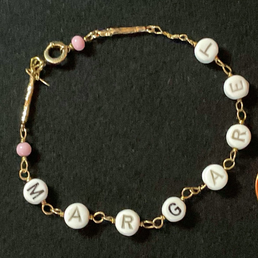 14K GOLD Antique Vintage Baby Bracelet MARGARET  7 1/2 inches
